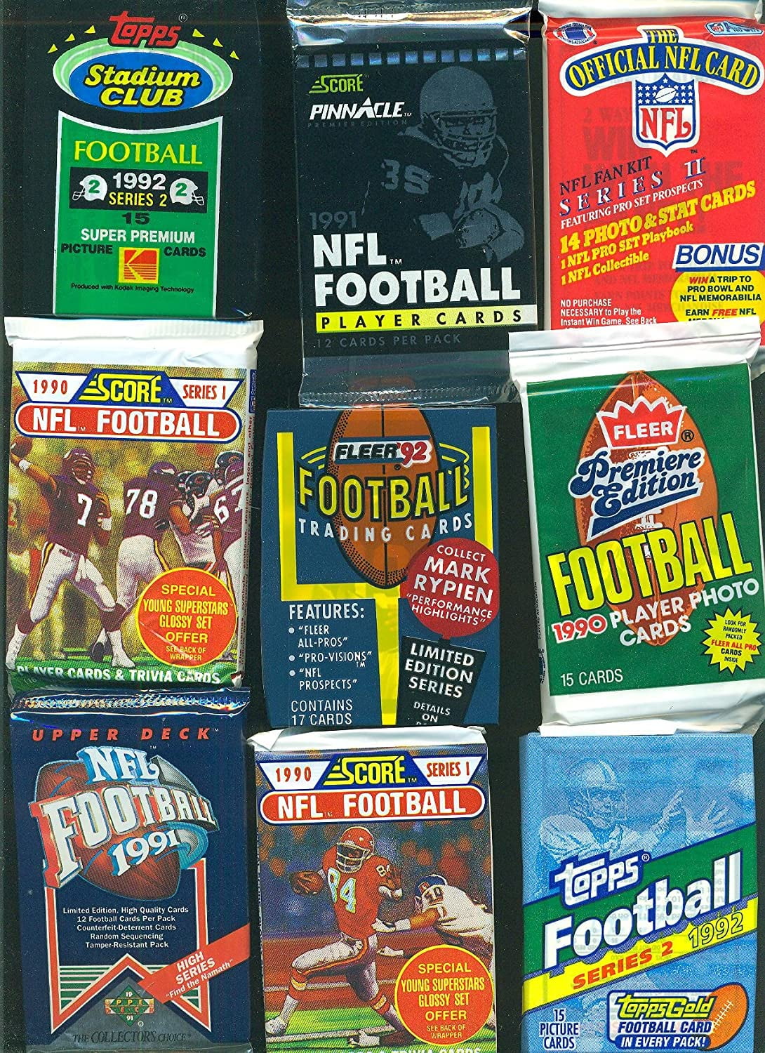 600 Vintage Multi Sport Baseball Football Basketball Hockey Cards Wax Packs Topps, Fleer, Donruss, Upper Deck, Score