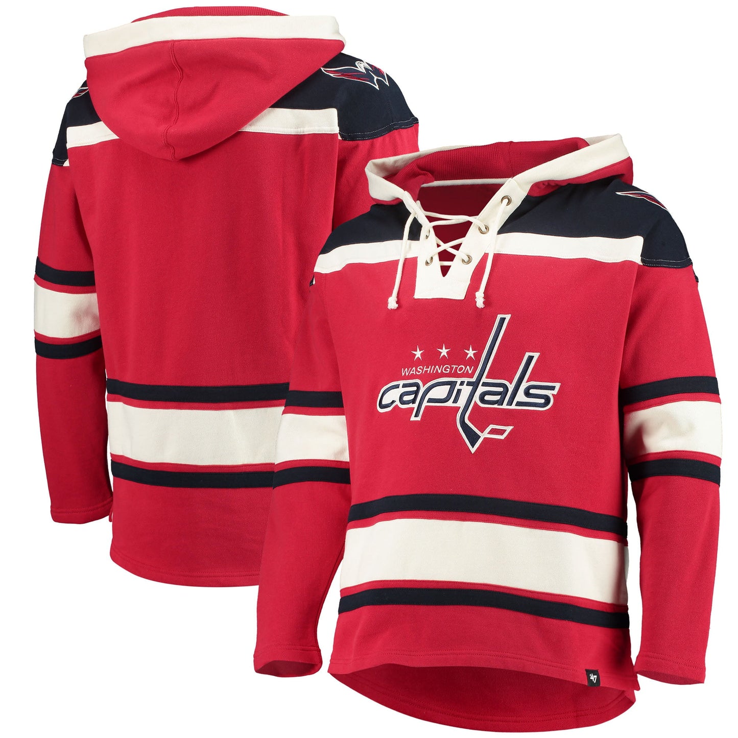 Men's '47 Red Washington Capitals Superior Lacer Pullover Hoodie