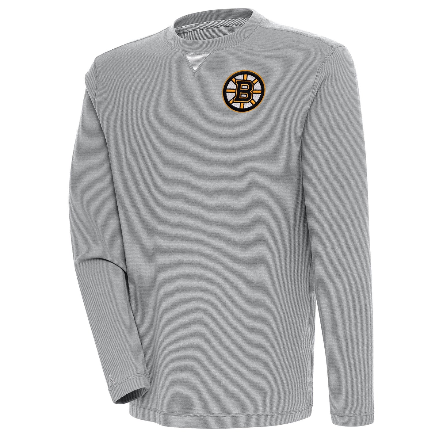Men's Antigua  Gray Boston Bruins Flier Bunker Tri-Blend Pullover Sweatshirt