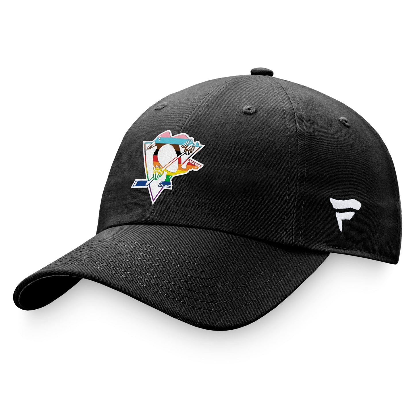 Men's Fanatics Branded Black Pittsburgh Penguins Team Logo Pride Adjustable Hat - OSFA