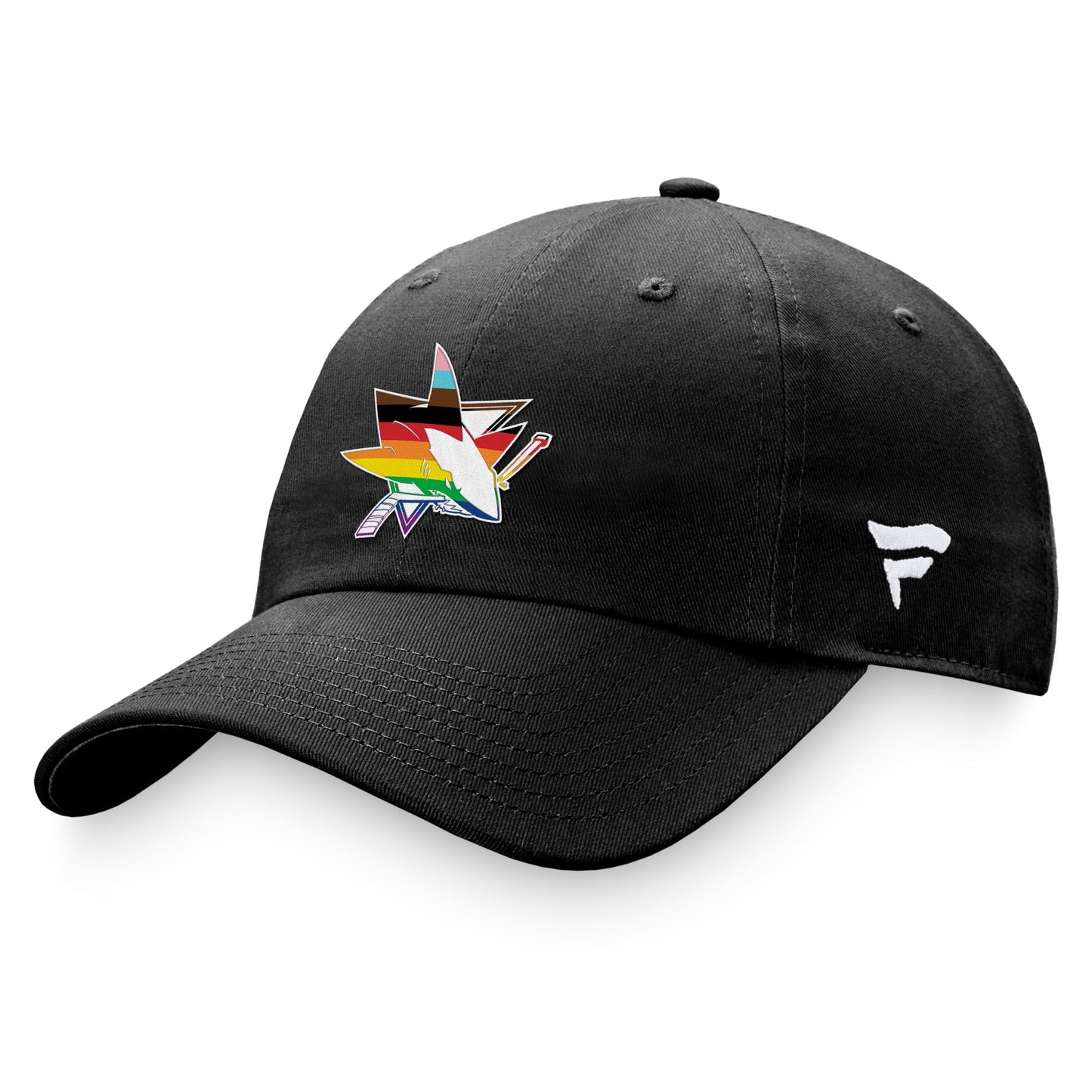 Men's Fanatics Branded Black San Jose Sharks Team Logo Pride Adjustable Hat - OSFA