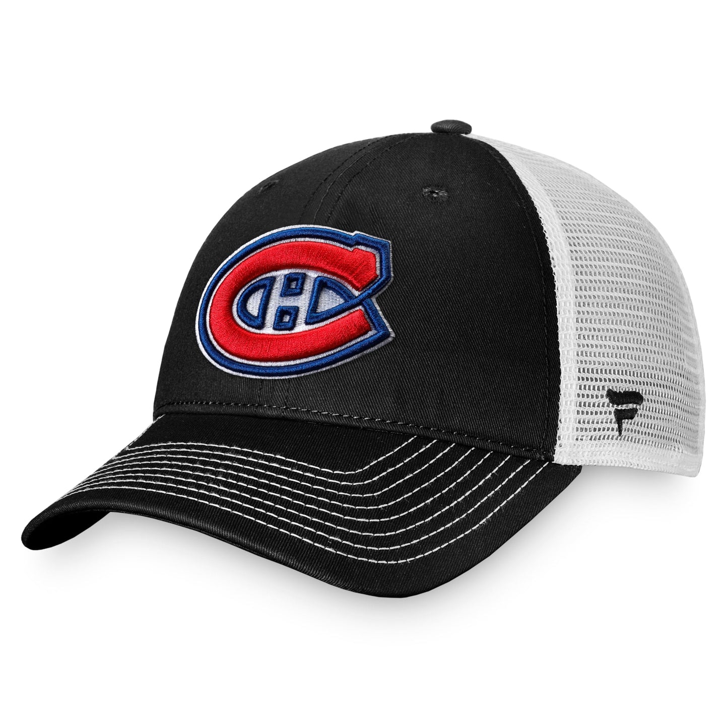Men's Fanatics Branded Black/White Montreal Canadiens Slouch Core Primary Trucker Snapback Hat - OSFA
