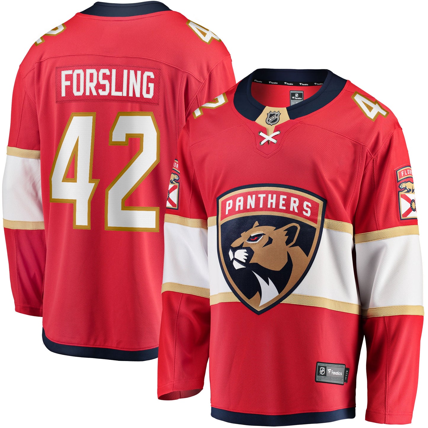 Men's Fanatics Branded Gustav Forsling Red Florida Panthers Home Breakaway Player Jersey