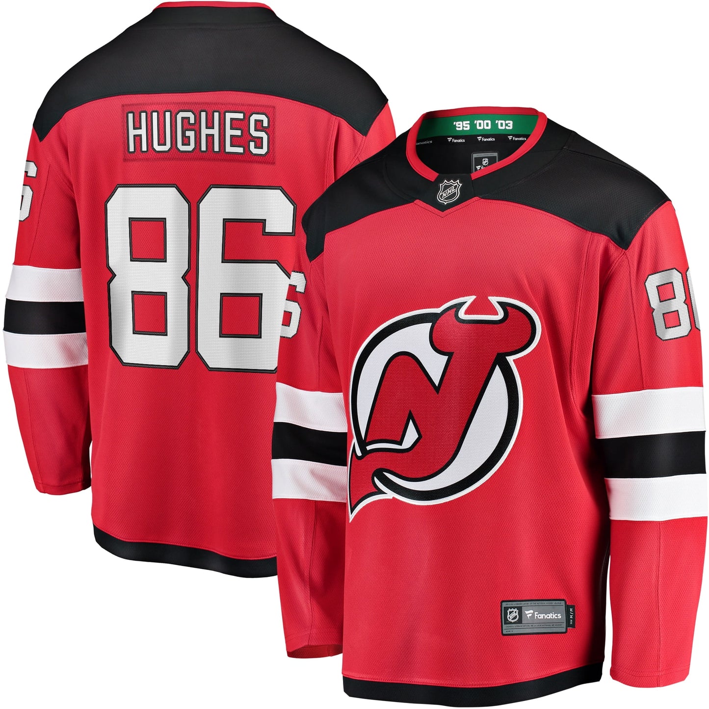 Men's Fanatics Branded Jack Hughes Red New Jersey Devils Breakaway Player Jersey