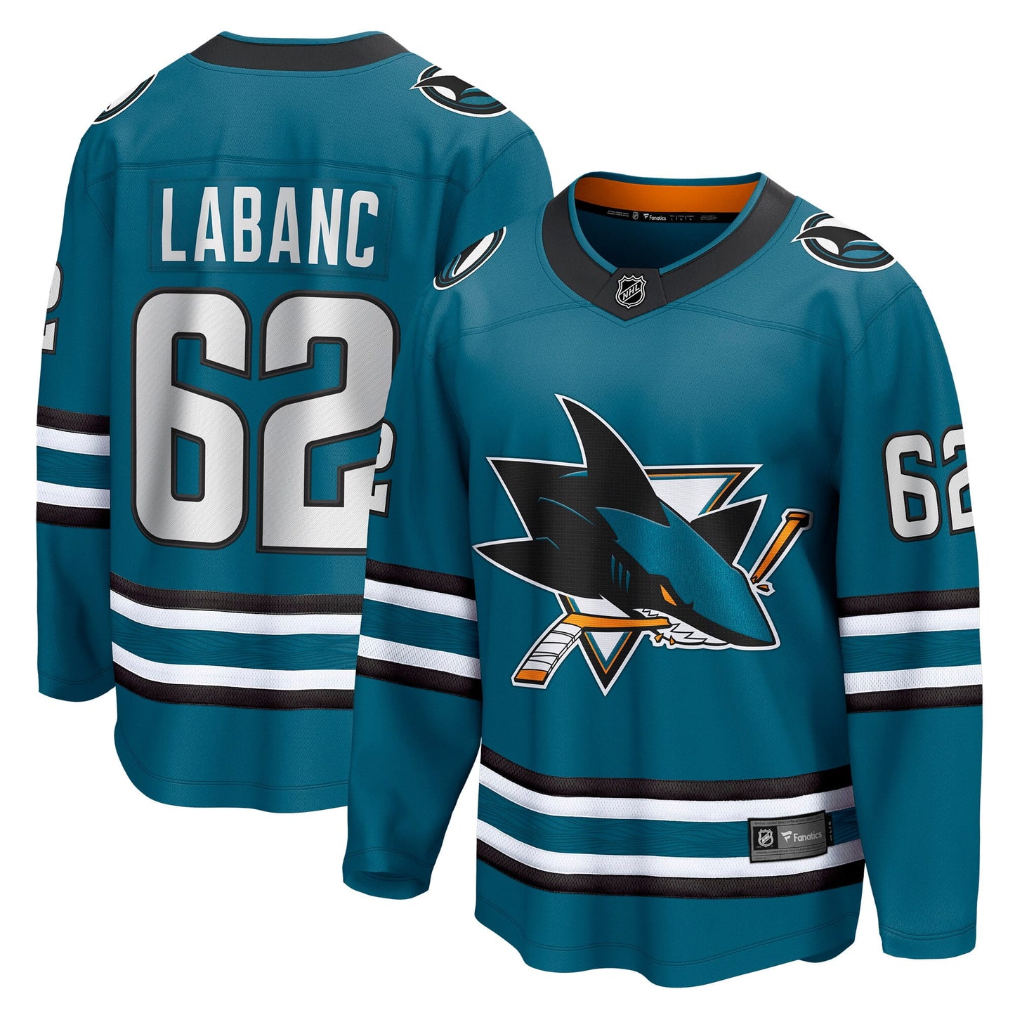Men's Fanatics Branded Kevin Labanc Teal San Jose Sharks Home Breakaway Player Jersey