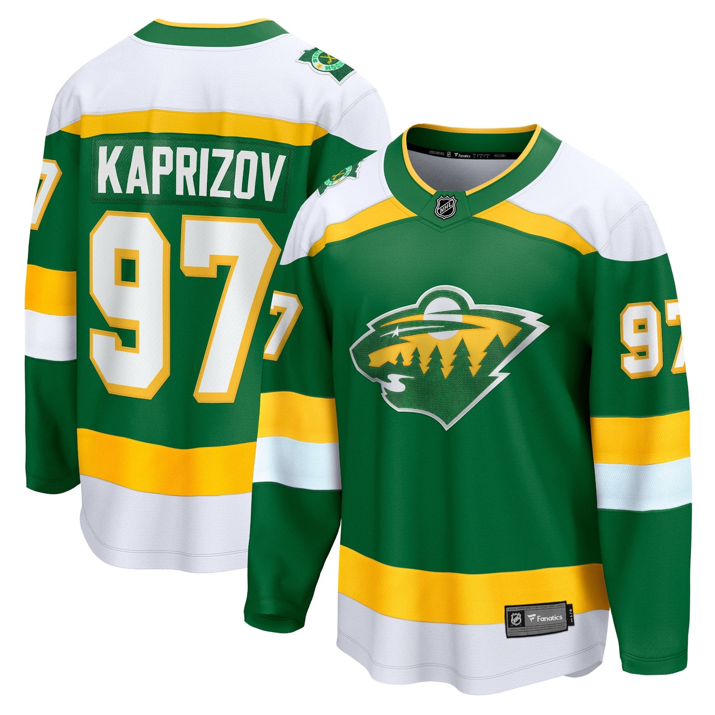 Men's Fanatics Branded Kirill Kaprizov Green Minnesota Wild Alternate Premier Breakaway Player Jersey