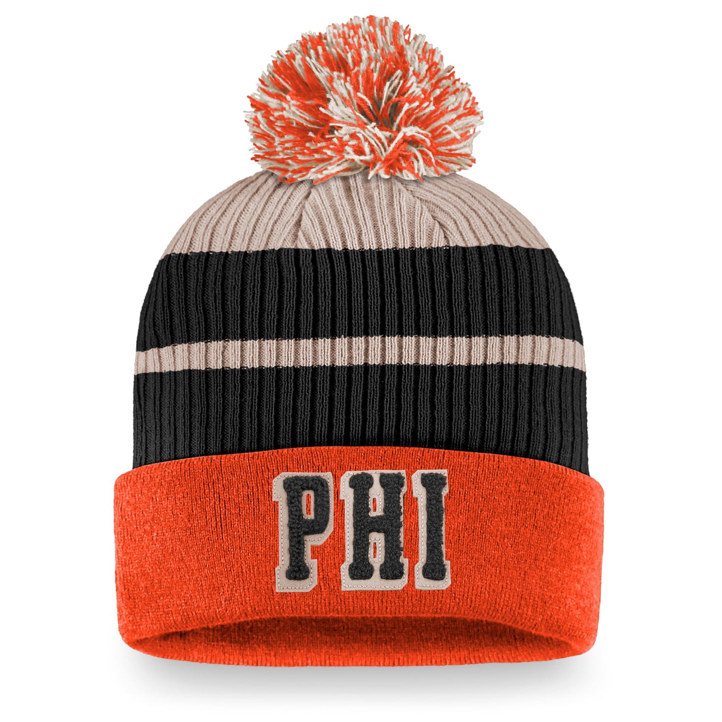 Men's Fanatics Branded Orange Philadelphia Flyers True Classics Cuffed Knit Hat with Pom - OSFA