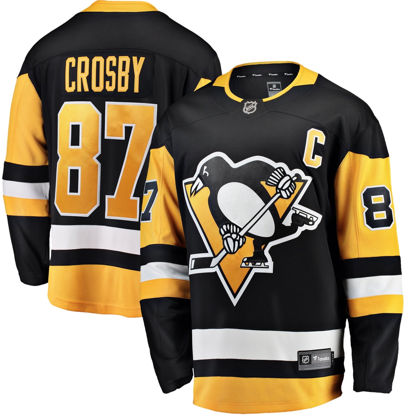 Men's Fanatics Branded Sidney Crosby Black Pittsburgh Penguins Captain Patch Home Breakaway Jersey