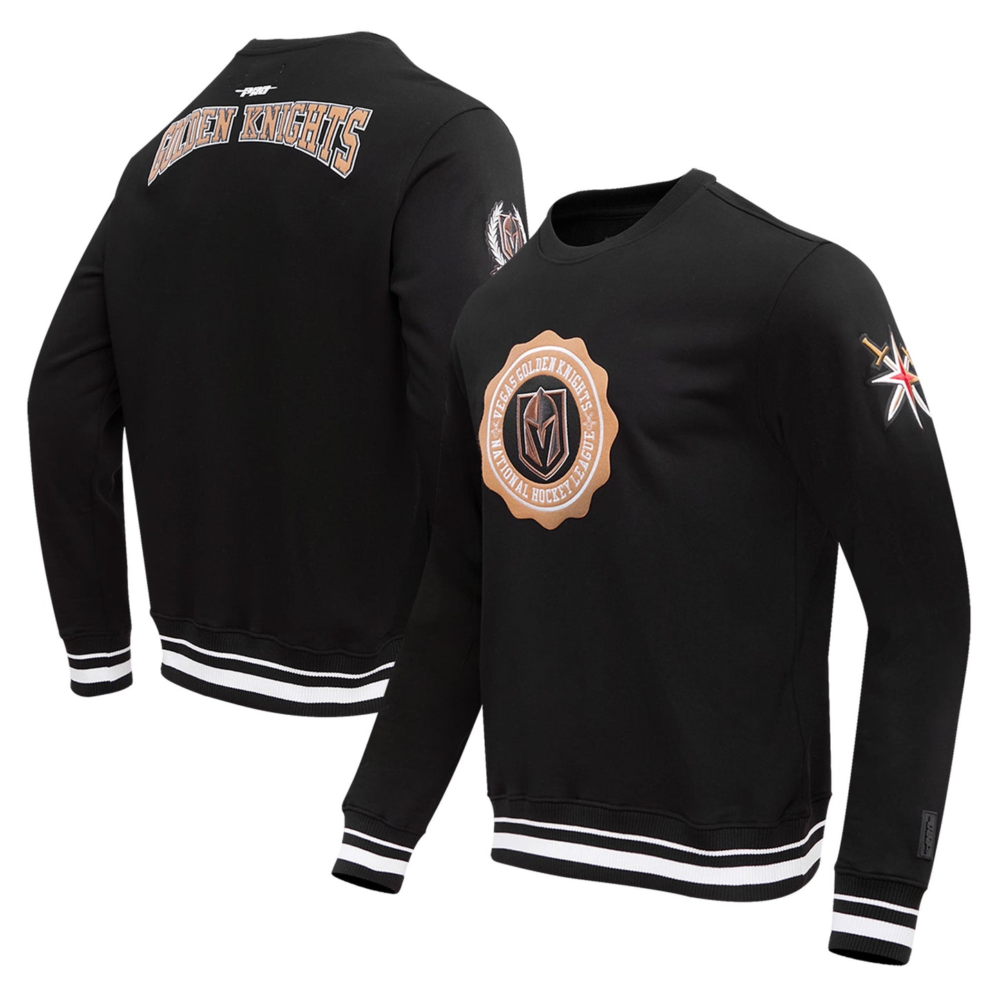 Men's Pro Standard Black Vegas Golden Knights Crest Emblem Pullover Sweatshirt