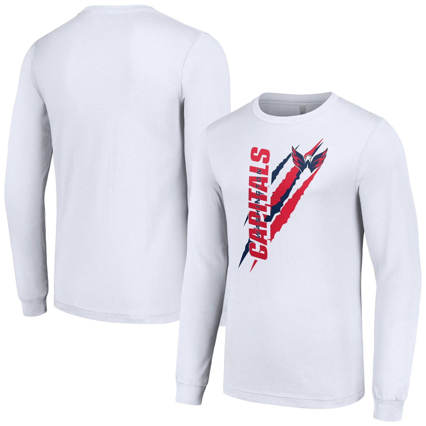 Men's Starter White Washington Capitals Color Scratch Long-Sleeve T-Shirt