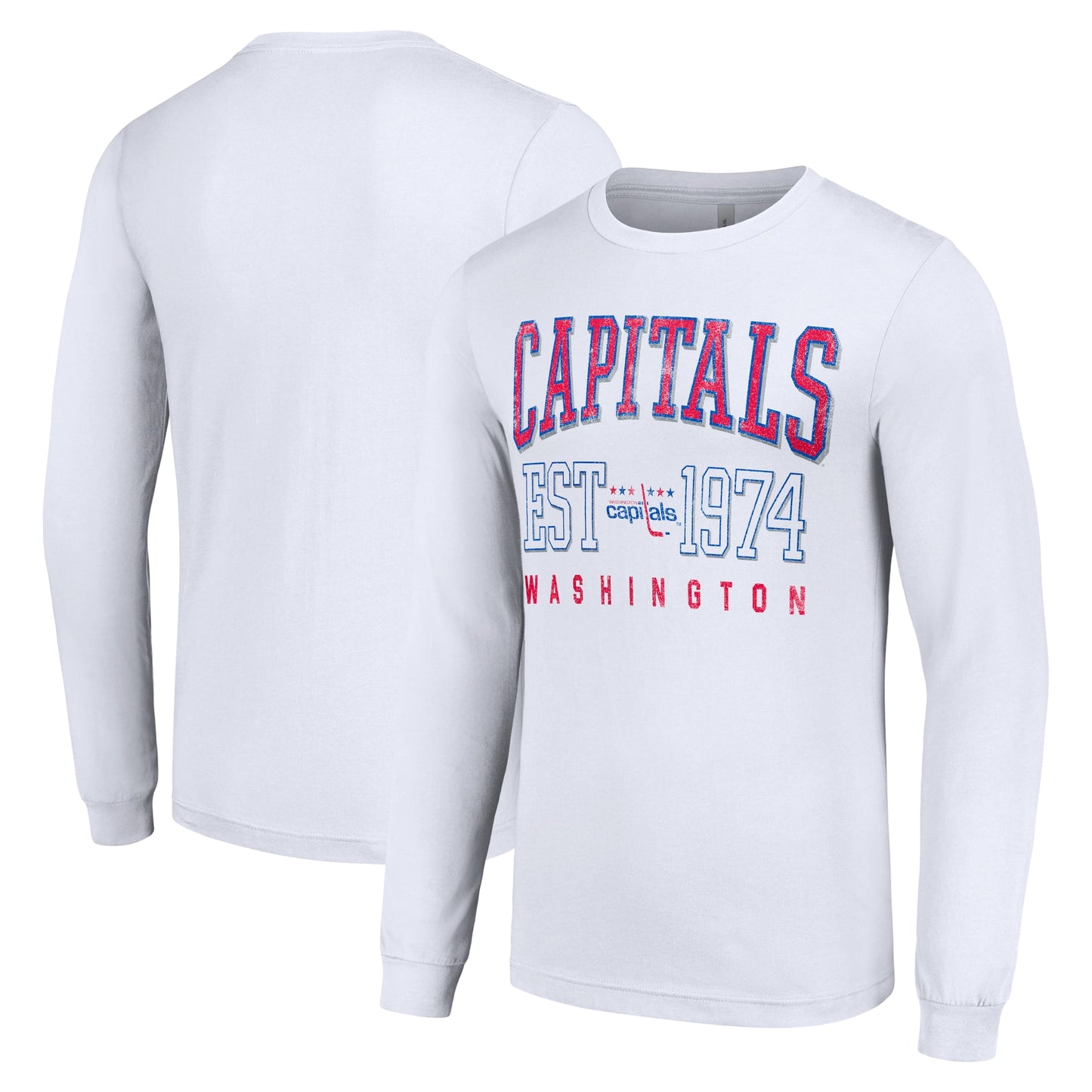 Men's Starter White Washington Capitals Retro Graphic Long Sleeve Crew T-Shirt