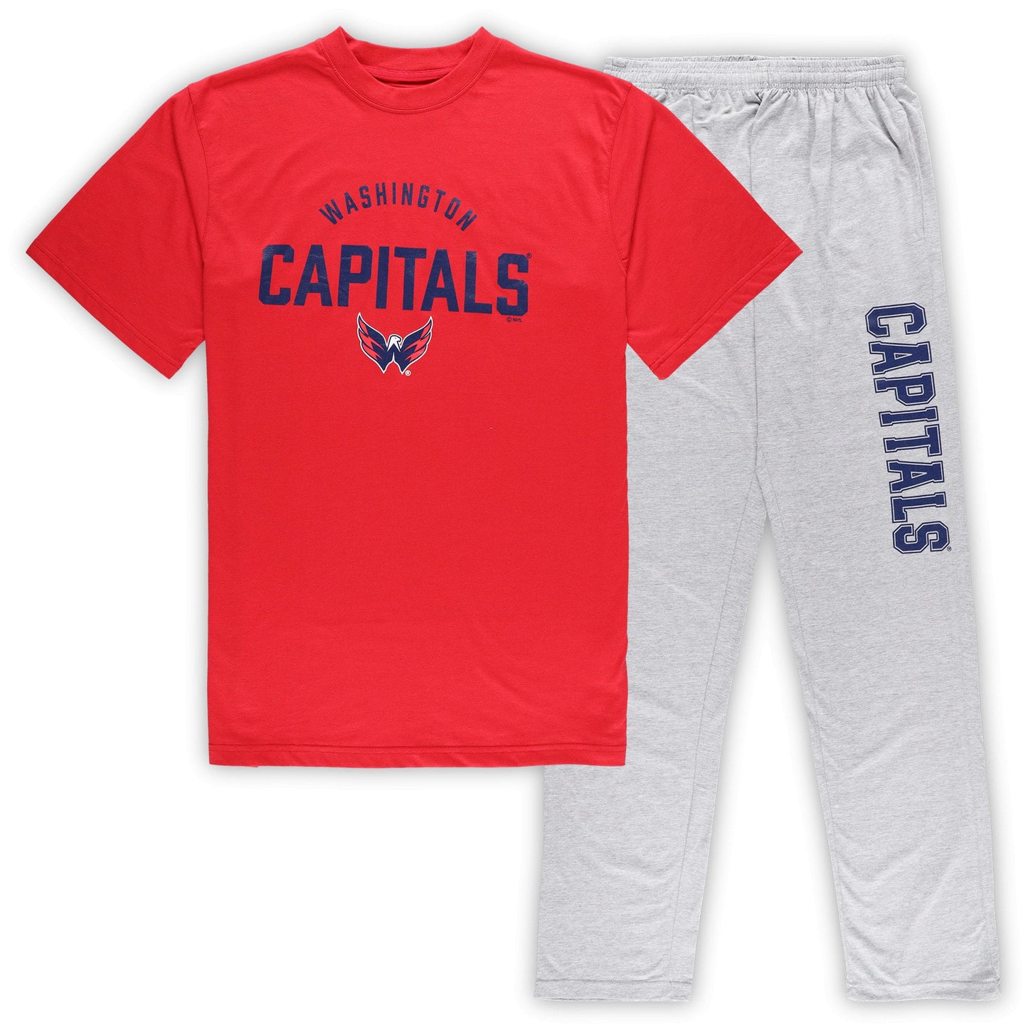 Men's Washington Capitals Red/Heather Gray Big & Tall T-Shirt & Pants Lounge Set