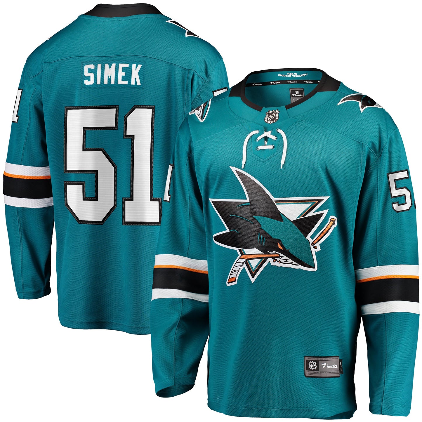 Radim Simek San Jose Sharks Fanatics Branded Home Breakaway Player Jersey - Teal