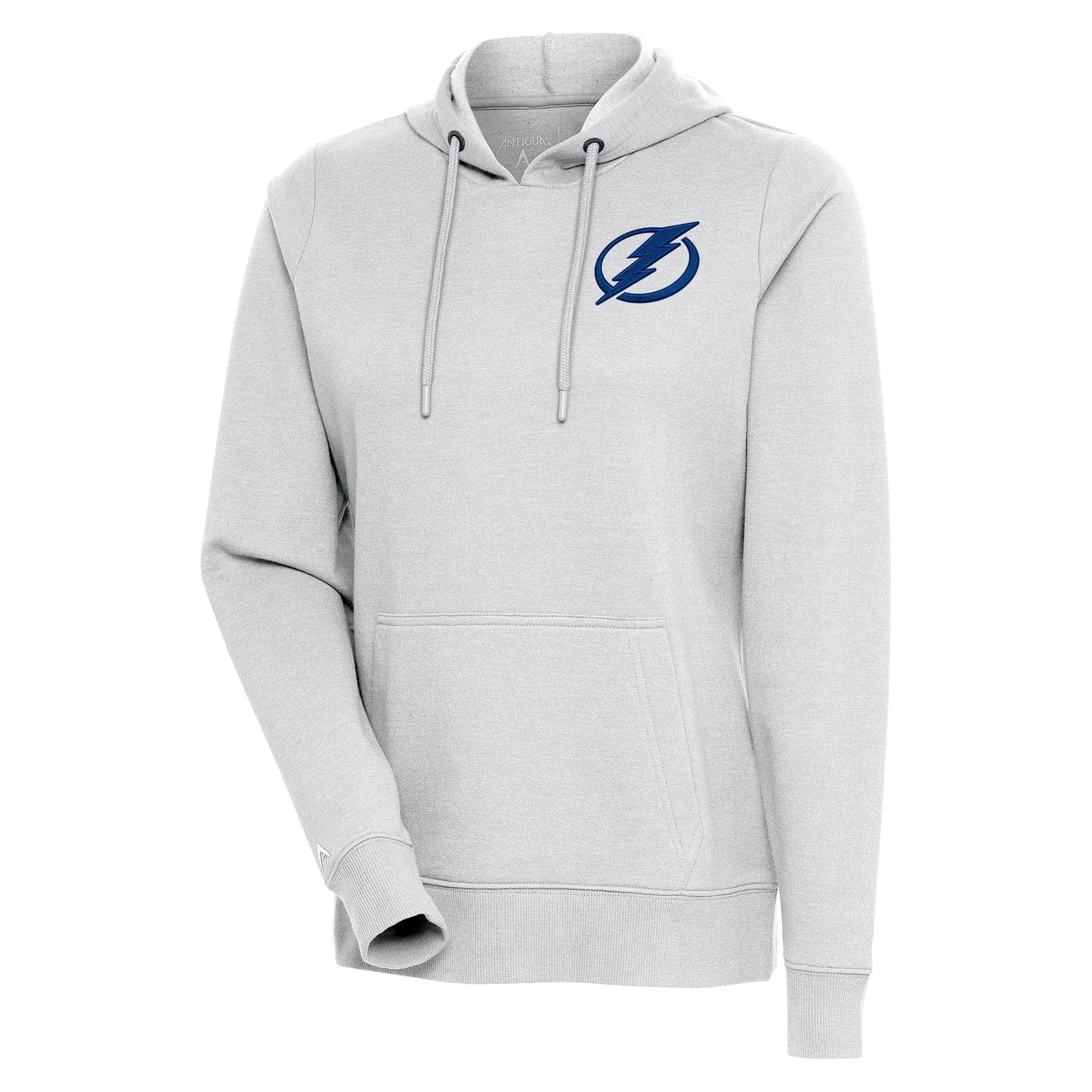 Women's Antigua Heather Gray Tampa Bay Lightning Action Chenille Pullover Hoodie