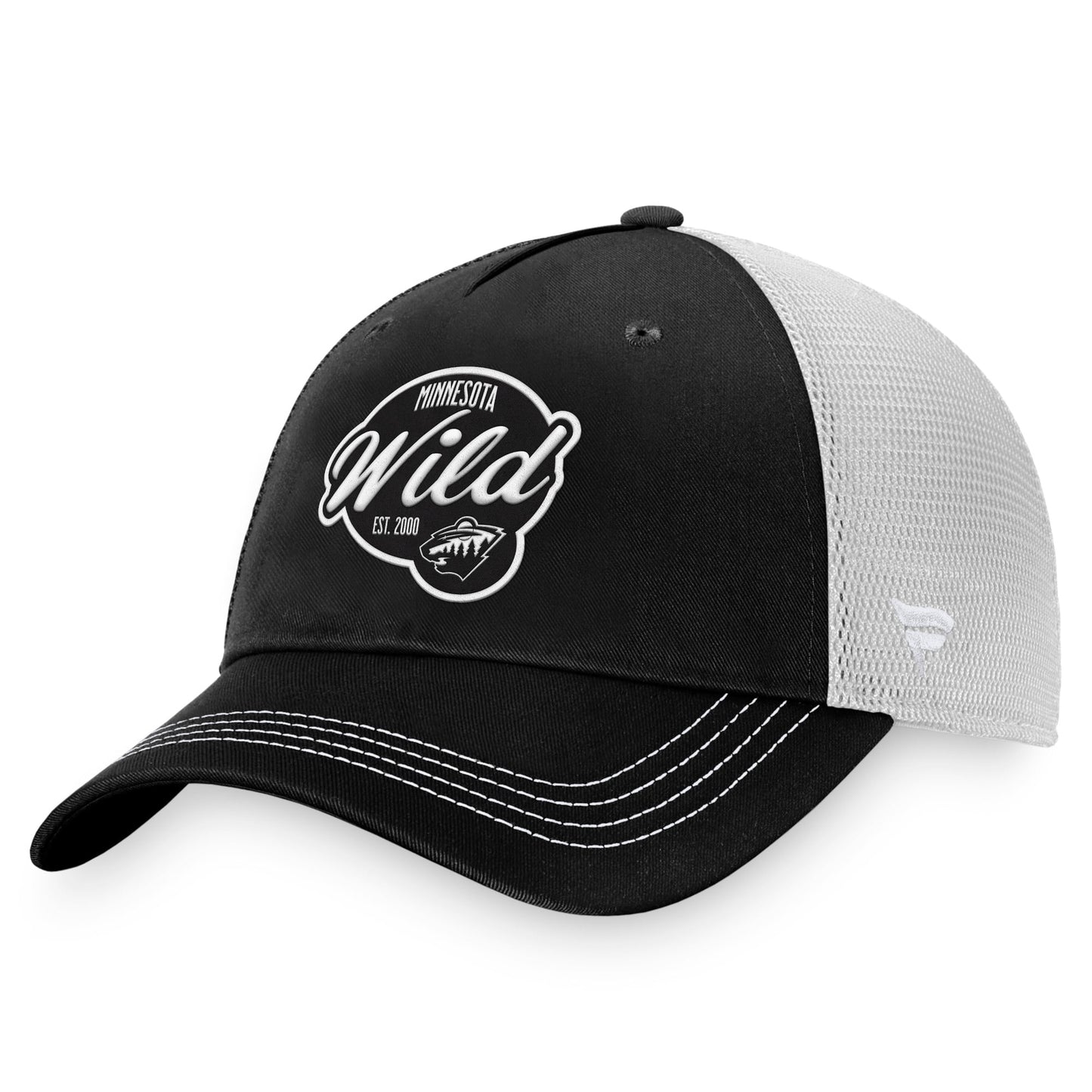 Women's Fanatics Branded Black/White Minnesota Wild Fundamental Trucker Adjustable Hat - OSFA
