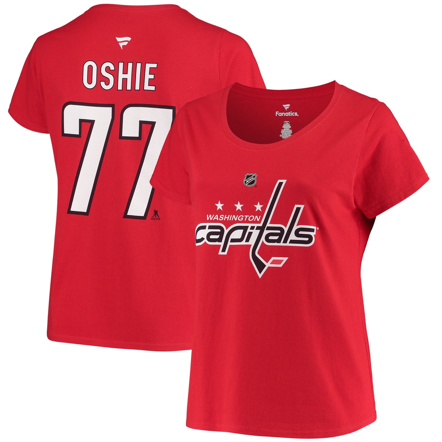 Women's Fanatics Branded TJ Oshie Red Washington Capitals Plus Size Name & Number Scoop Neck T-Shirt