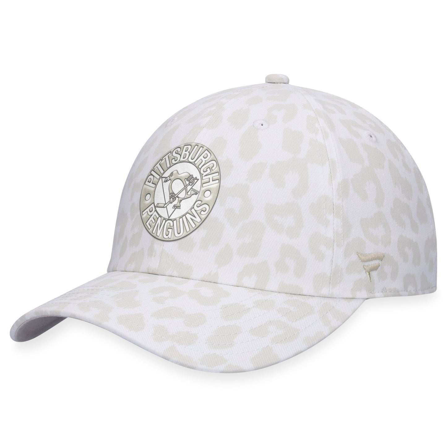 Women's Fanatics Branded White Pittsburgh Penguins Heritage Vintage Leopard Adjustable Hat - OSFA