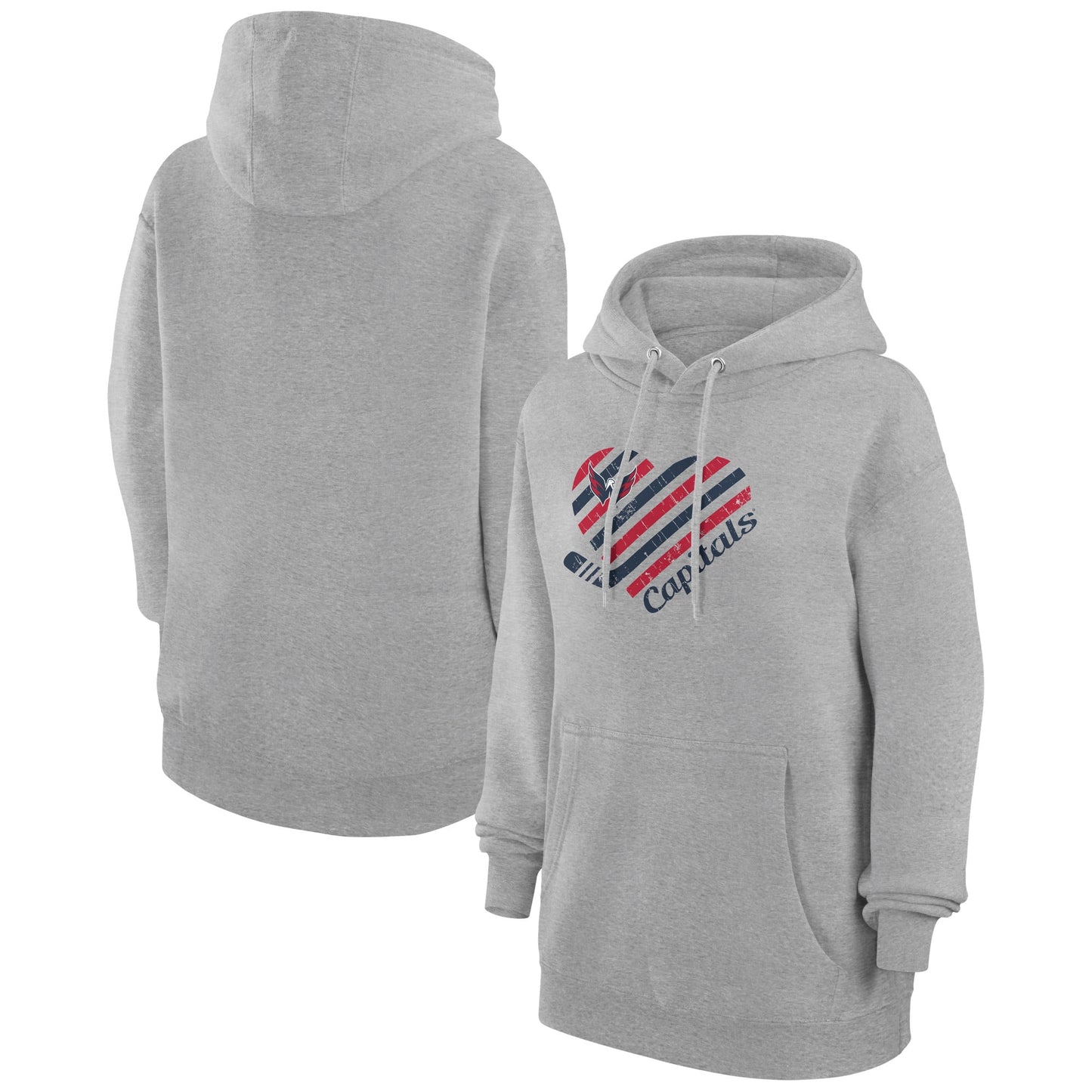 Women's G-III 4Her by Carl Banks  Heather Gray Washington Capitals Heart Pullover Hoodie