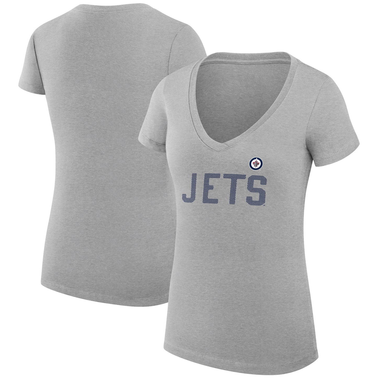 Women's G-III 4Her by Carl Banks Heather Gray Winnipeg Jets Dot Print Team V-Neck Fitted T-Shirt