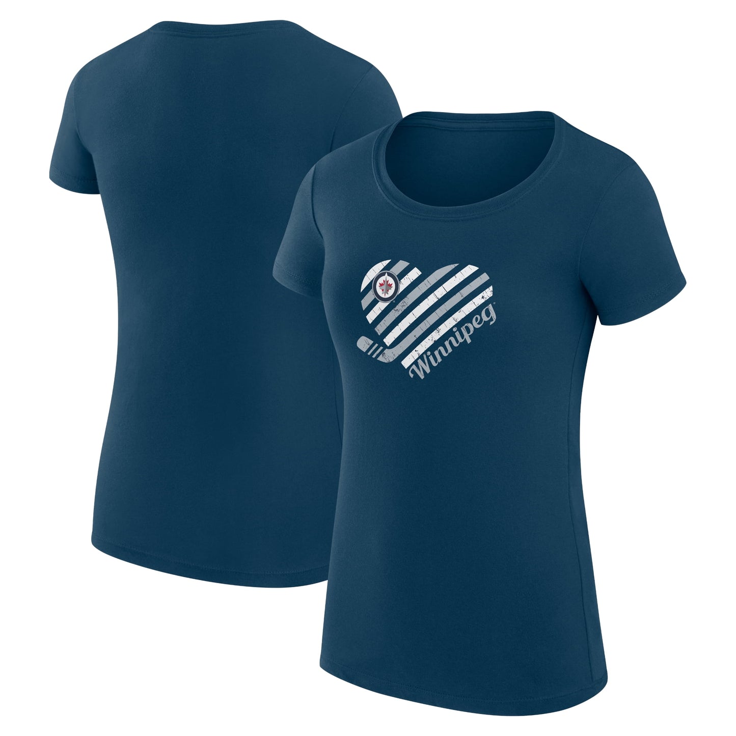 Women's G-III 4Her by Carl Banks Navy Winnipeg Jets Heart Fitted T-Shirt