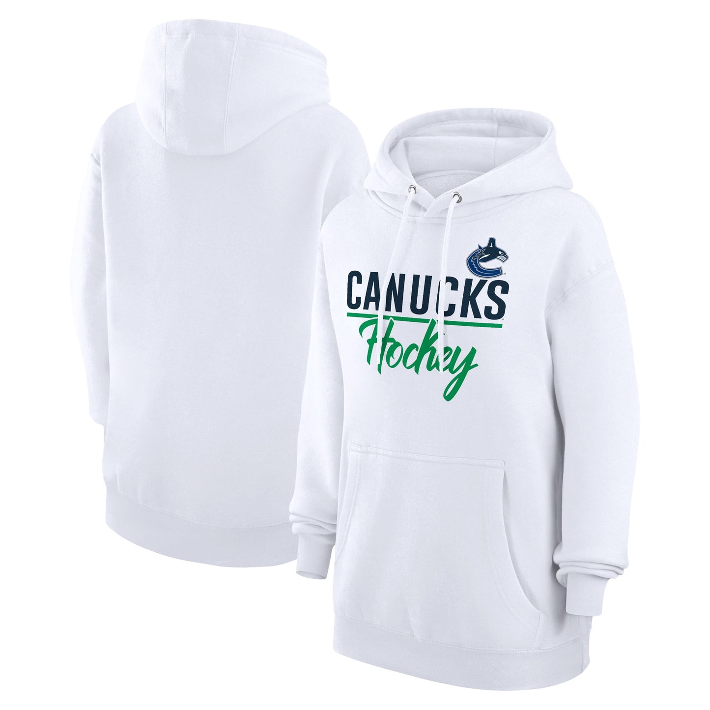 Women's G-III 4Her by Carl Banks  White Vancouver Canucks Team Fleece Pullover Hoodie