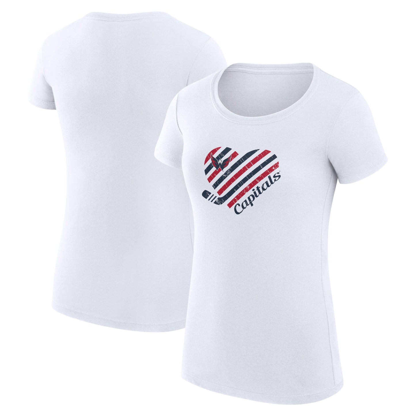 Women's G-III 4Her by Carl Banks White Washington Capitals Heart Fitted T-Shirt