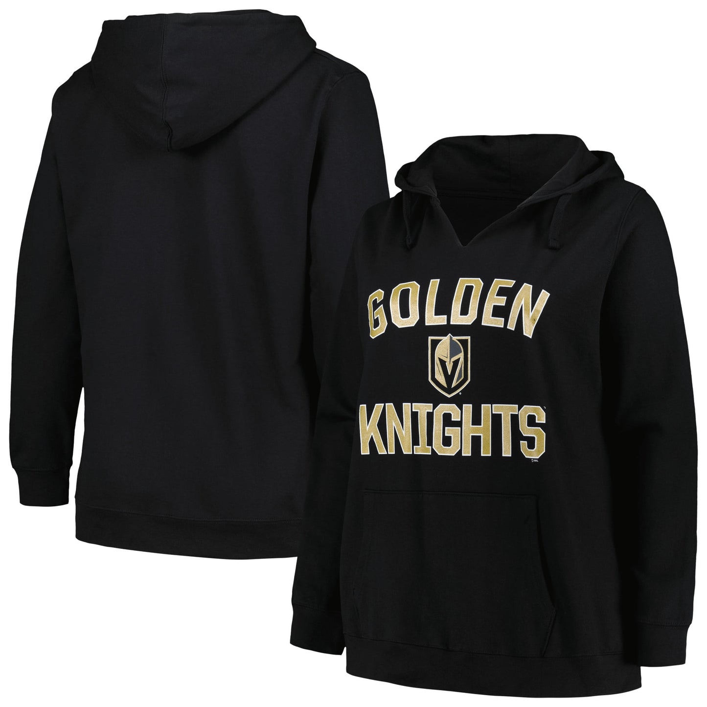 Women's Profile Black Vegas Golden Knights Plus Size Arch Over Logo Pullover Hoodie